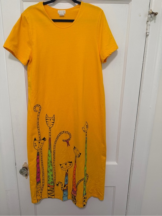 Cite Dresses & Skirts - Rare 1980’s Cat and Mouse Mixed Pattern TShirt Dress by Cite Women’s Large
